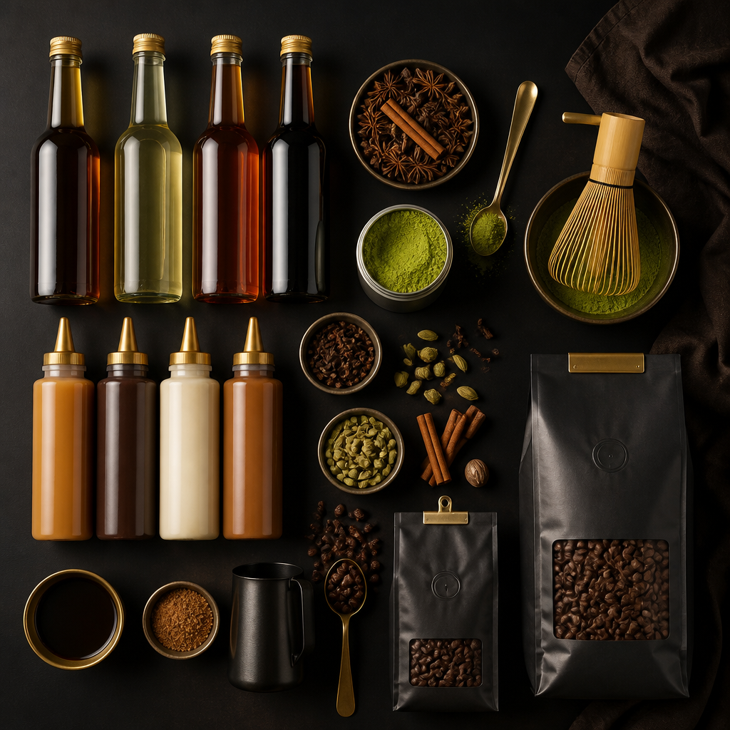 Wholesale coffee supplier products including syrups, sauces, chai and matcha